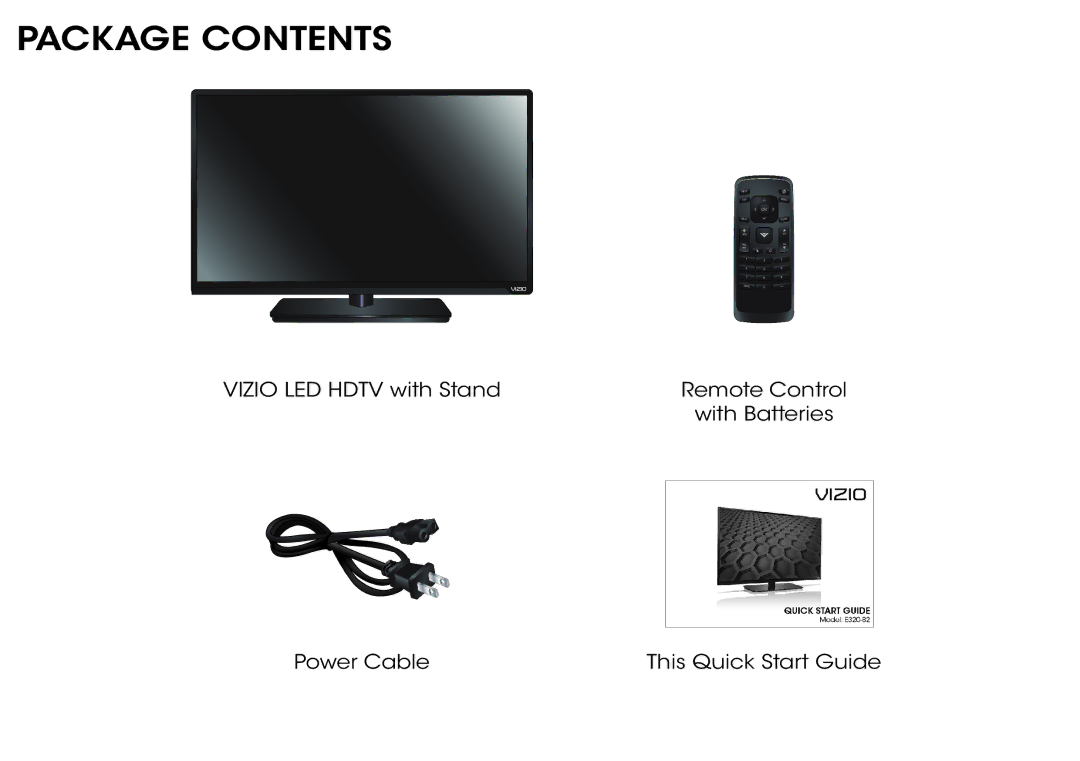 Vizio E320-B2 manual Package Contents 