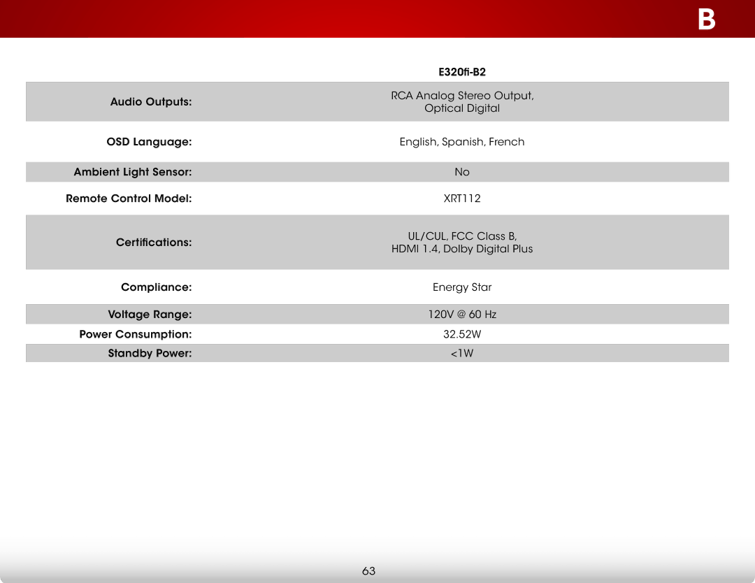 Vizio E320fi-B2 user manual 