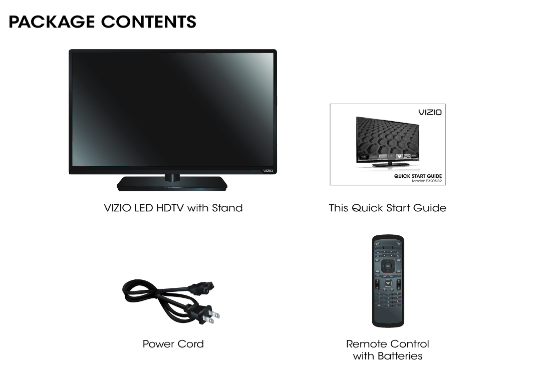 Vizio E320fi-B2 manual Package Contents 