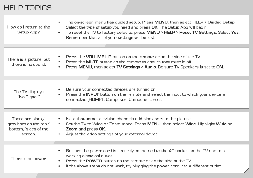 Vizio E320I-A0 manual Help Topics 