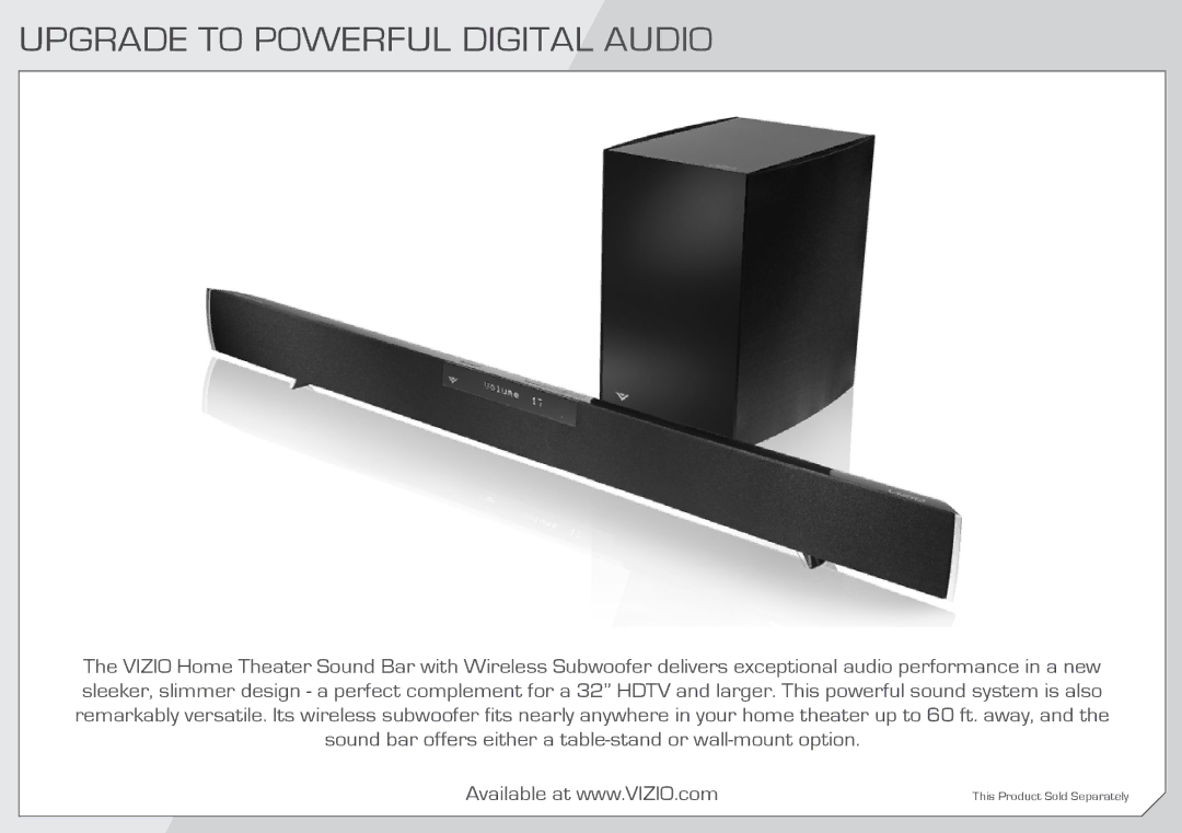 Vizio E320I-A0 manual Upgrade to Powerful Digital Audio 