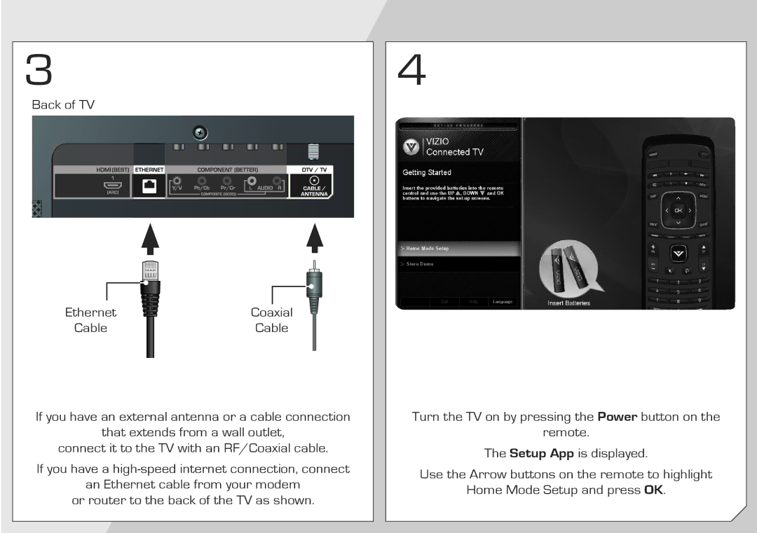 Vizio E320I-A0 manual Back of TV Ethernet 