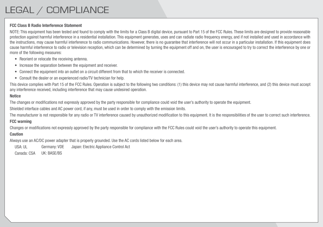 Vizio E320I-A0 manual Legal / Compliance 