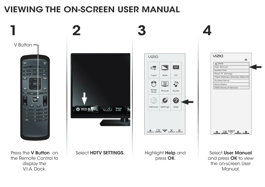 Vizio E320i-A2 manual Highlight Help Press OK 