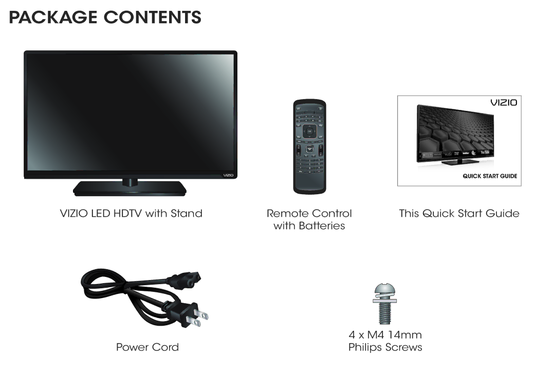 Vizio E320i-A2 manual Package Contents 