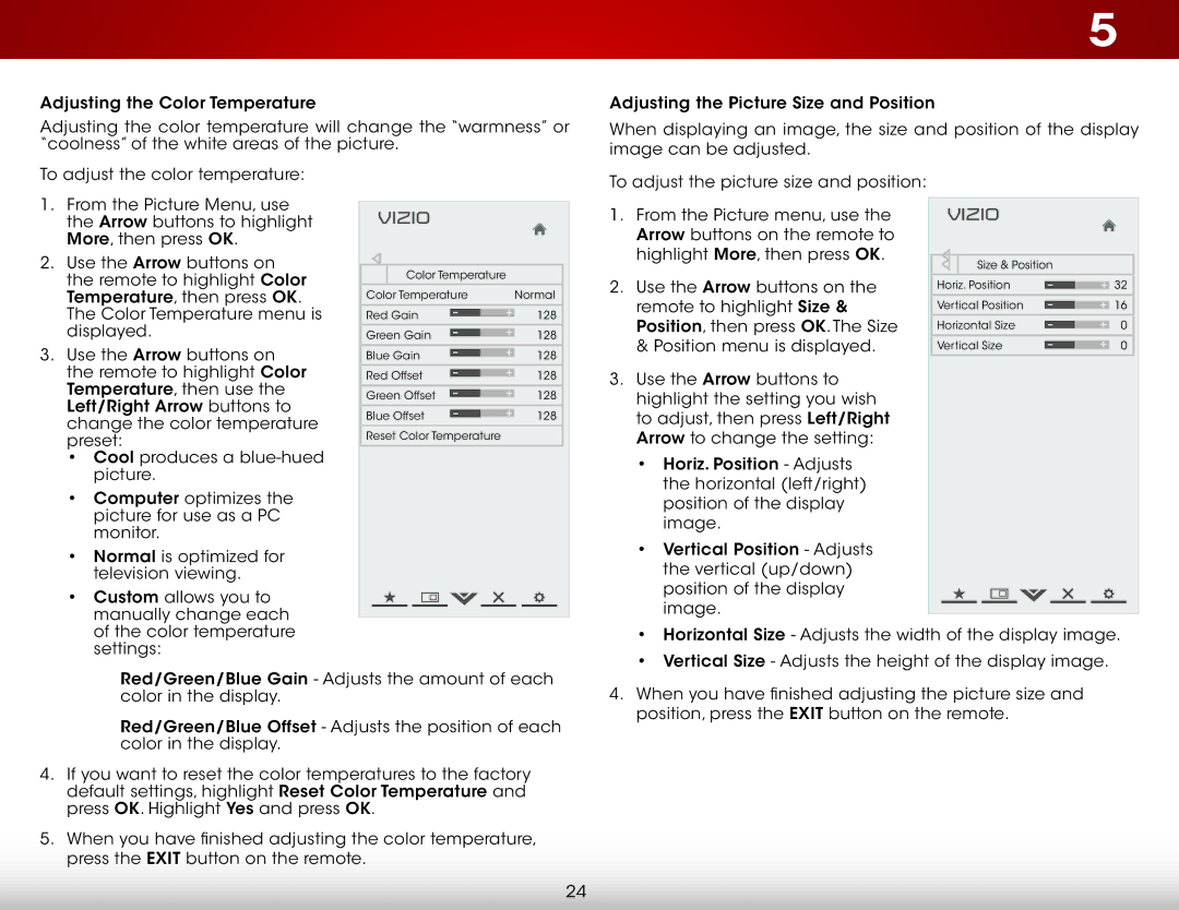 Vizio E320i-A2 user manual Color temperature 