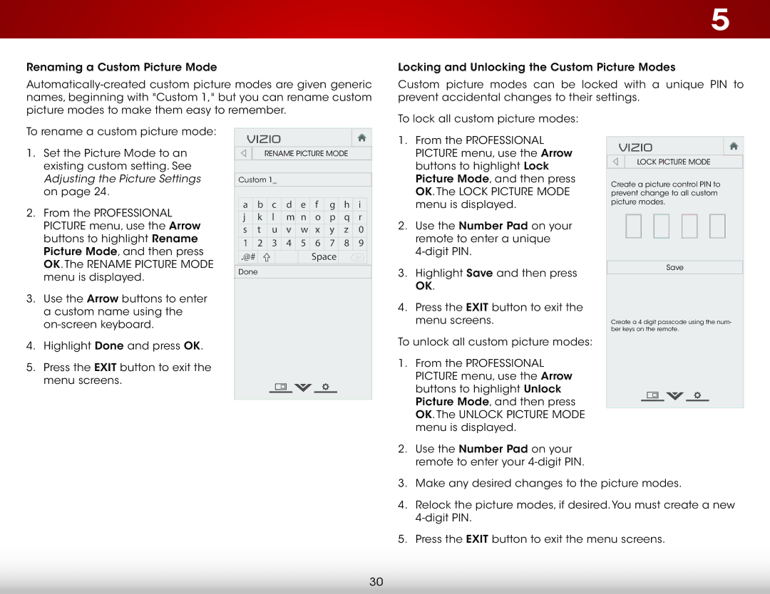 Vizio E320i-B1 user manual Lock Picture Mode 