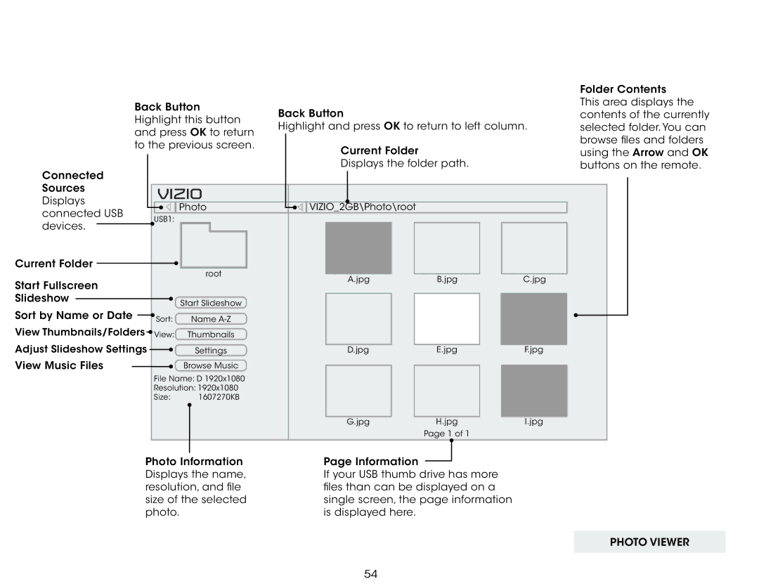 Vizio E320i-B1 user manual Photo Viewer 