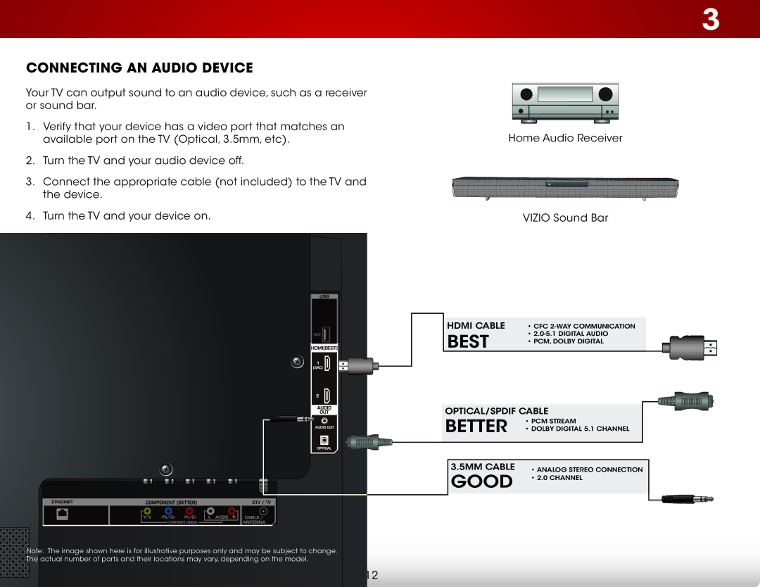 Vizio E320IA0, E320I-A0 user manual Connecting an Audio Device 