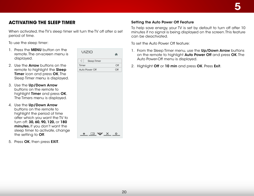 Vizio E320IA0, E320I-A0 user manual Activating the Sleep Timer 