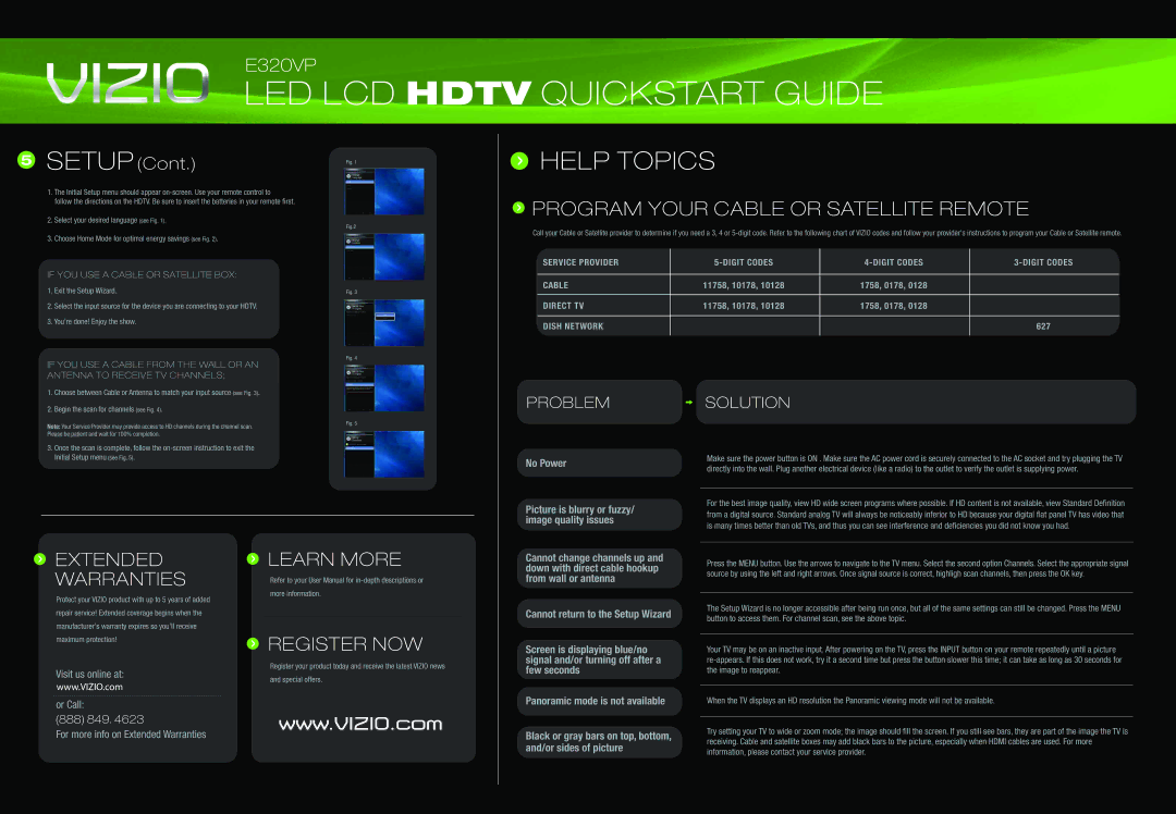 Vizio E320VP user manual LED LCD Hdtv Quickstart Guide 