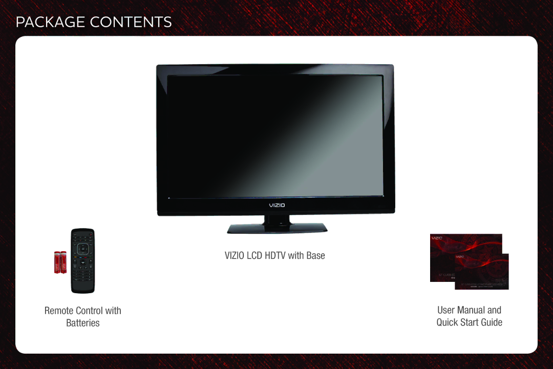 Vizio E321ME quick start Package Contents 