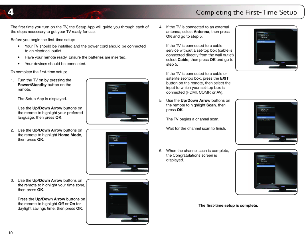 Vizio E321MV user manual Completing the First-Time Setup, First-time setup is complete 