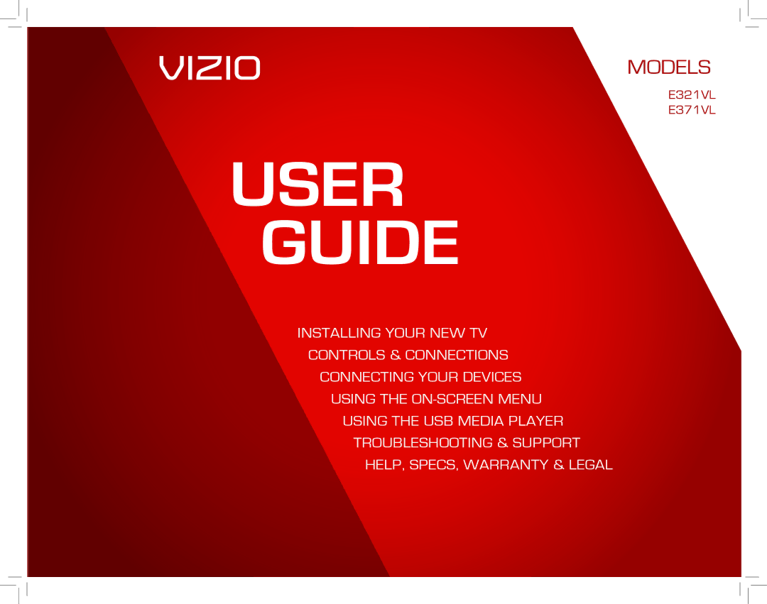 Vizio E321VL warranty User Guide 