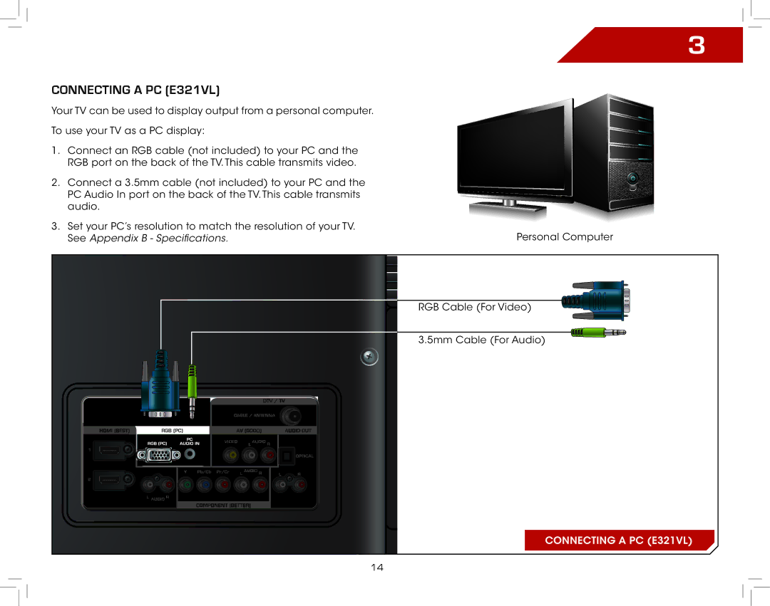 Vizio warranty Connecting a PC E321VL 