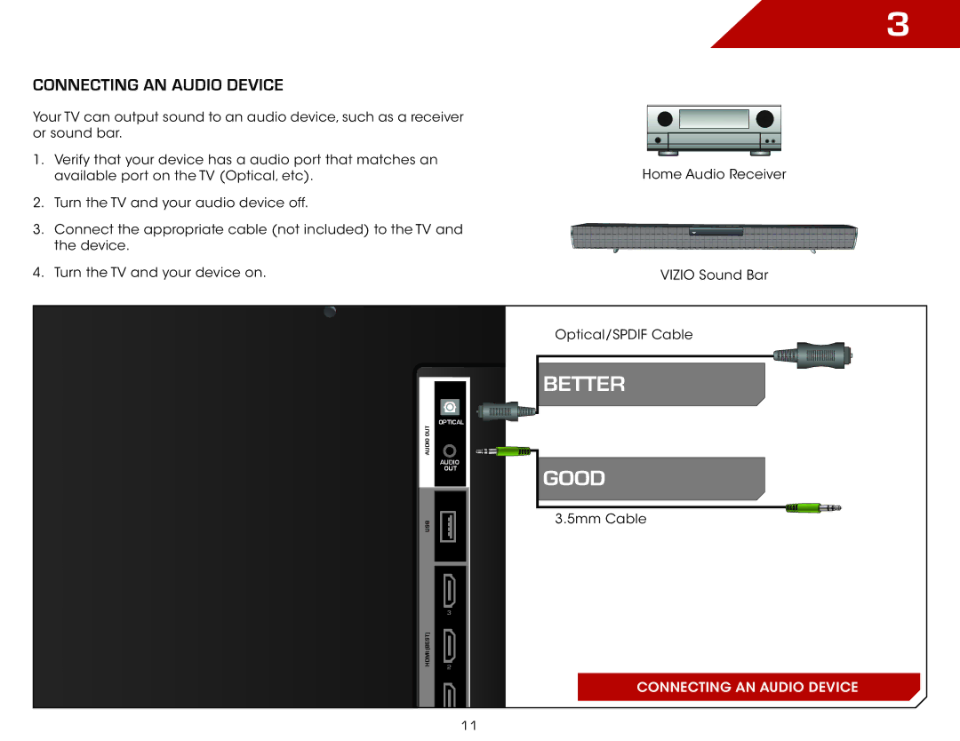 Vizio E321VT specifications Connecting an Audio Device 