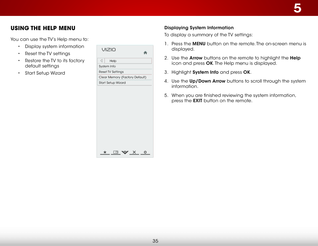 Vizio E370A0, E370-A0, E320A0, E320-A0 user manual Using the Help Menu 