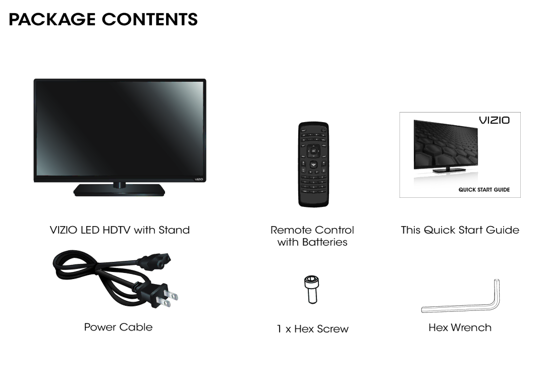 Vizio E370-A0 manual Package Contents 