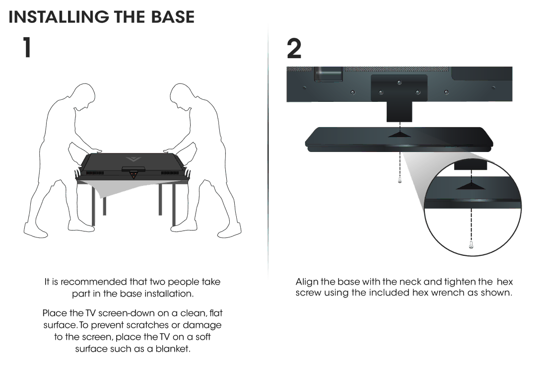 Vizio E370-A0 manual Installing the Base 