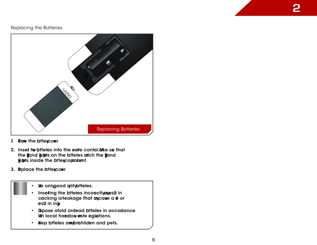 Vizio E370VLE warranty Replacing Batteries 