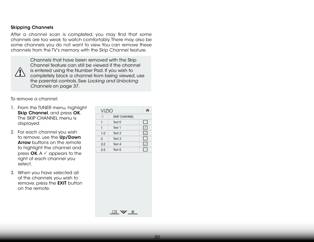 Vizio E390-A1 user manual Skip Channel 
