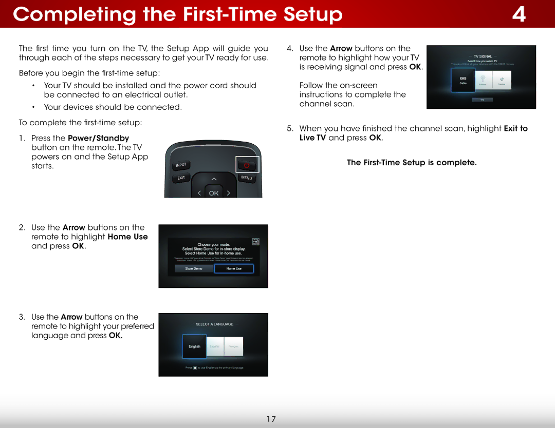 Vizio E390-B0 user manual Completing the First-Time Setup 