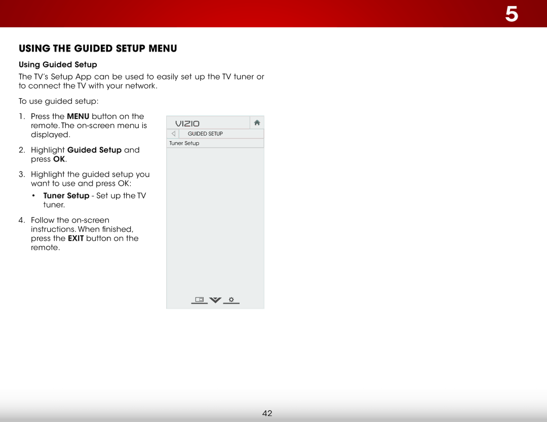 Vizio E390-B0 user manual Using the Guided Setup Menu 