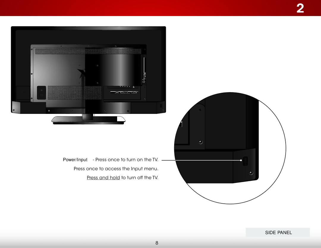 Vizio E390-B1 user manual Side Panel 