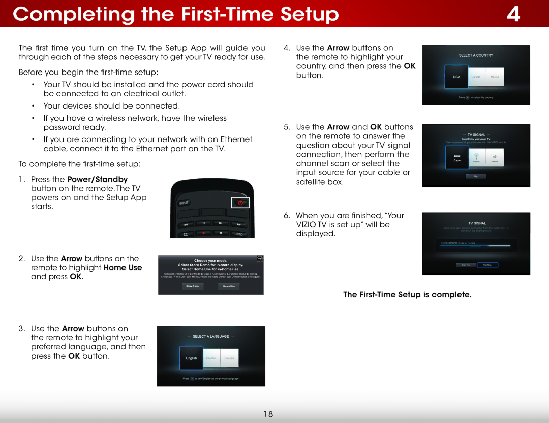 Vizio E390-B1 user manual Completing the First-Time Setup 