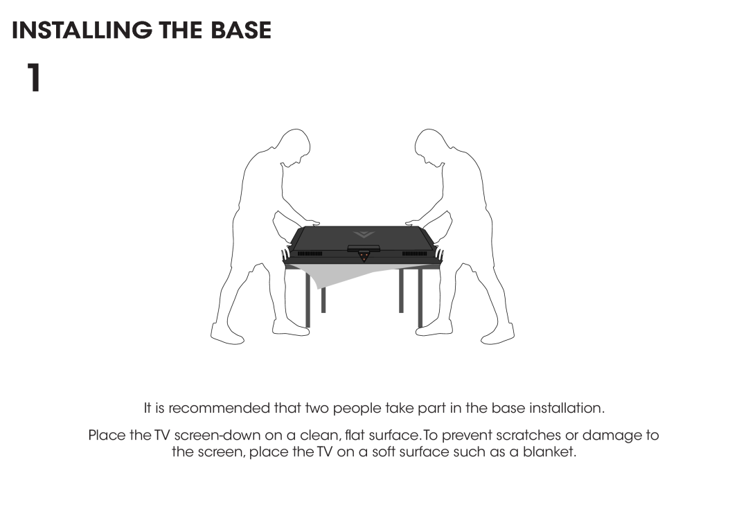 Vizio E390-B1 manual Installing The Base, It is recommended that two people take part in the base installation 