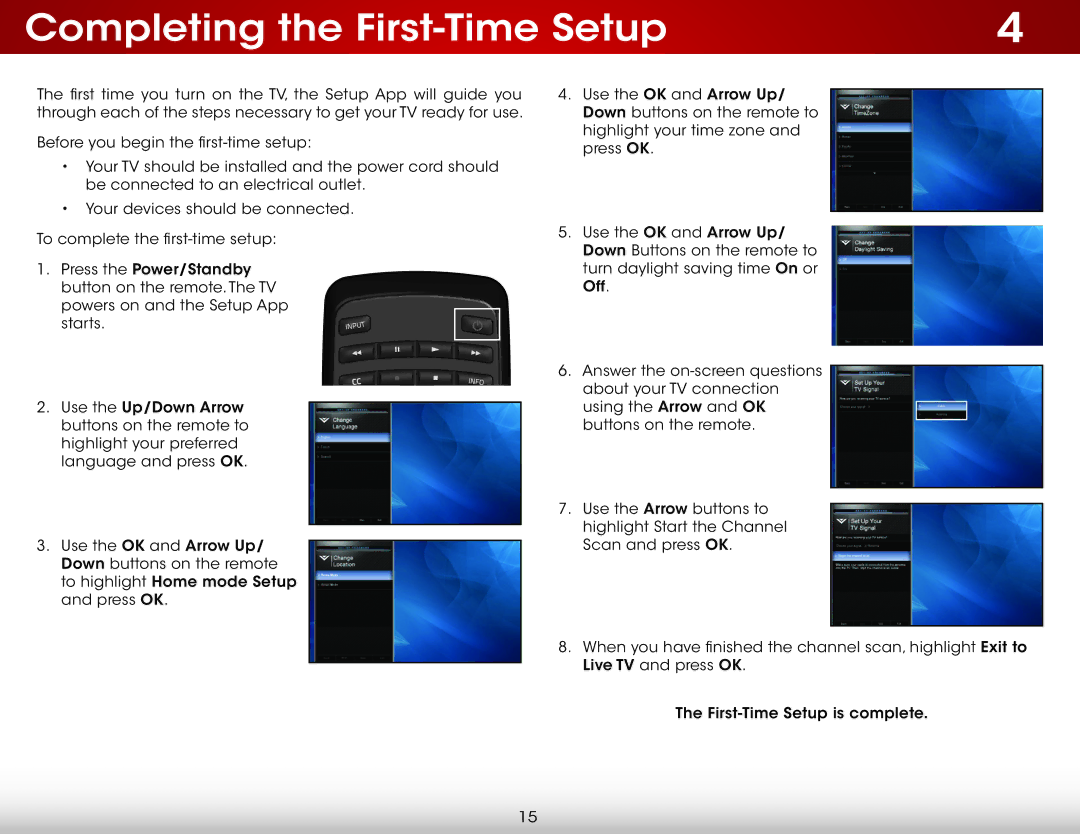 Vizio E390-A1, E390A1 user manual Completing the First-Time Setup 