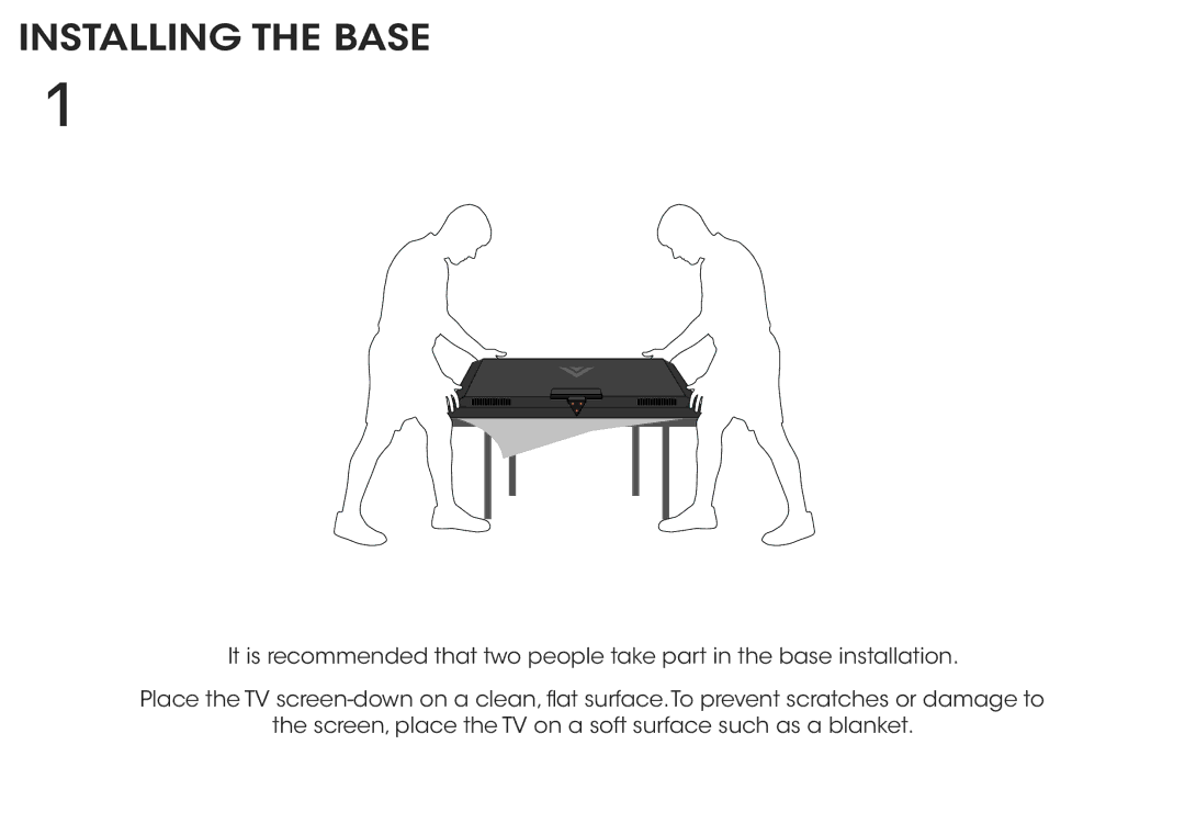 Vizio E390I-A1 quick start Installing the Base 