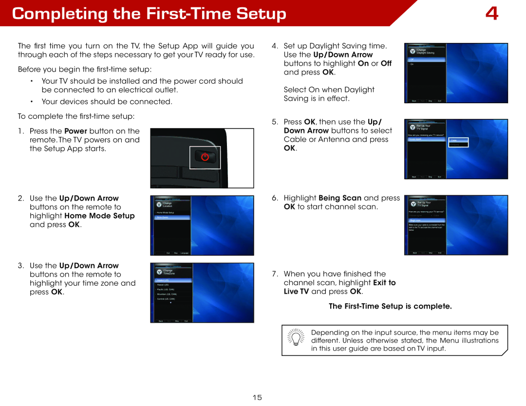 Vizio E3D470VX, E3D320VX, E3D420VX, E420VSE warranty Completing the First-Time Setup 