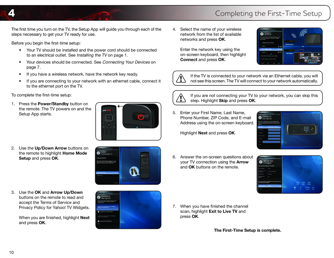 Vizio E3D420VX, E3D320VX, E3D470VX user manual Completing the First-Time Setup, First-Time Setup is complete 