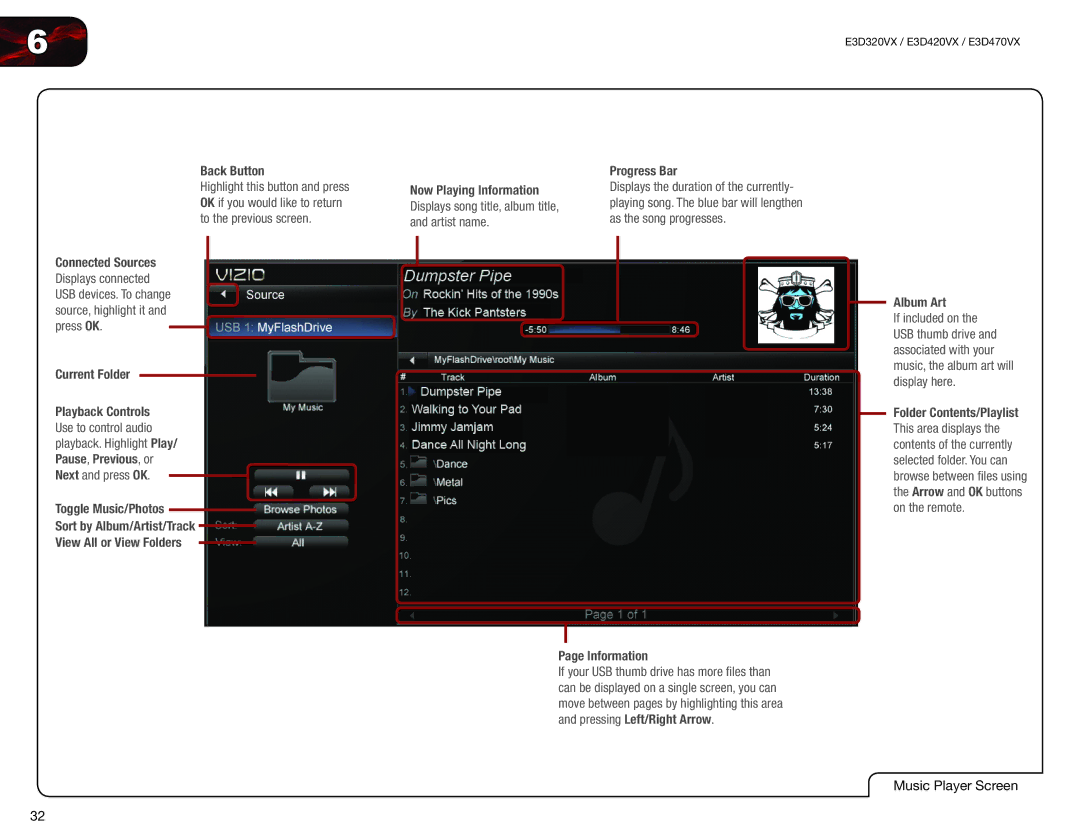 Vizio E3D470VX, E3D320VX, E3D420VX user manual Back Button 