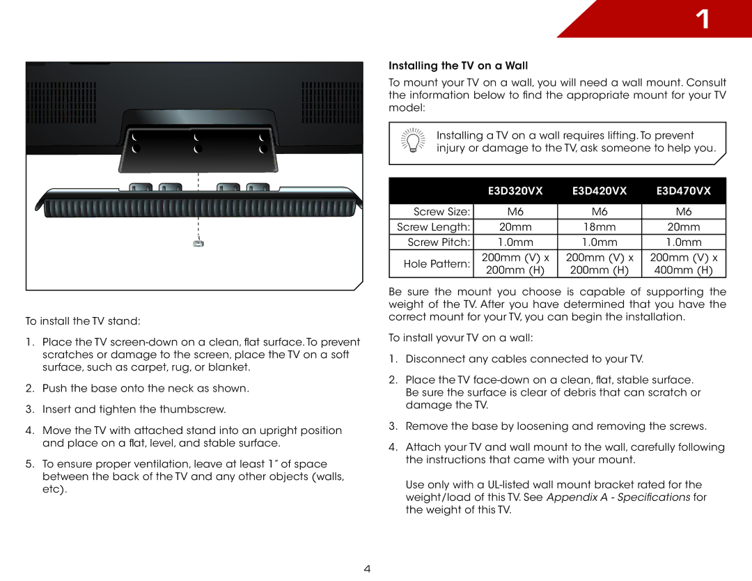 Vizio warranty E3D320VX E3D420VX E3D470VX 