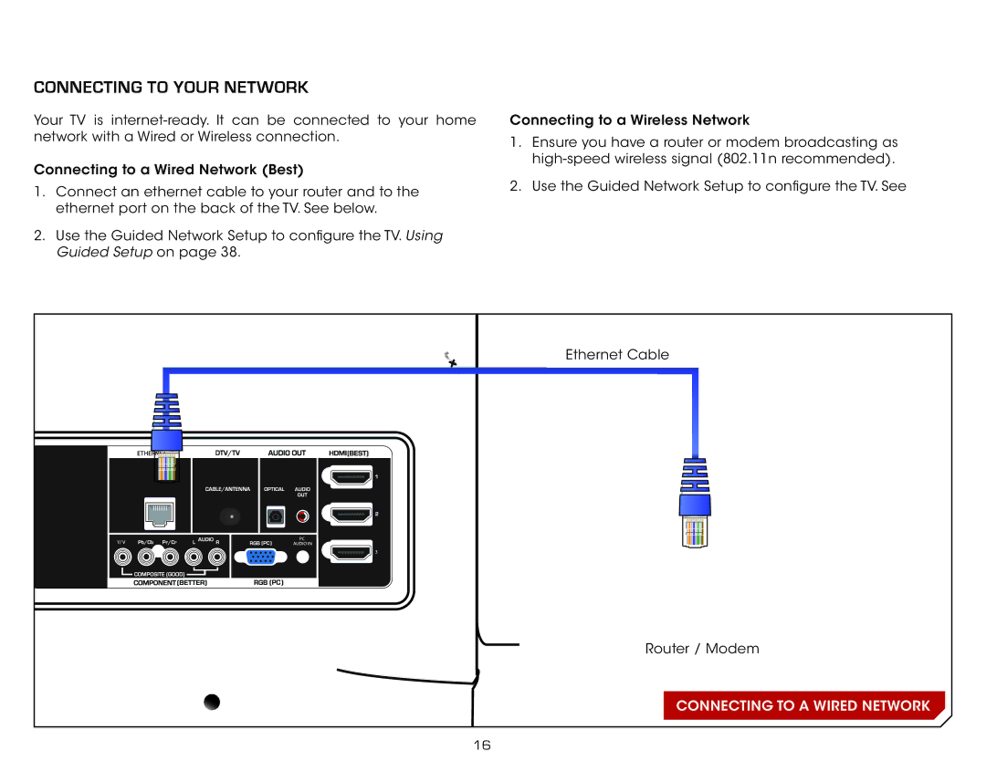 Vizio E3D470VX, E3D320VX, E3D420VX warranty Connecting To Your Network 