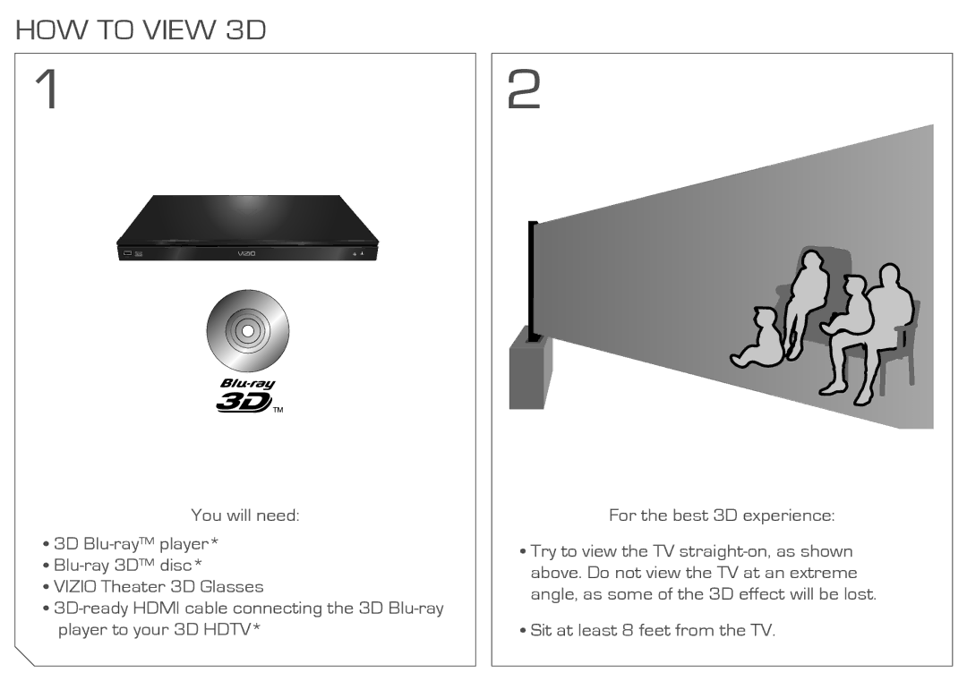 Vizio E3D320VX quick start HOW to View 3D 