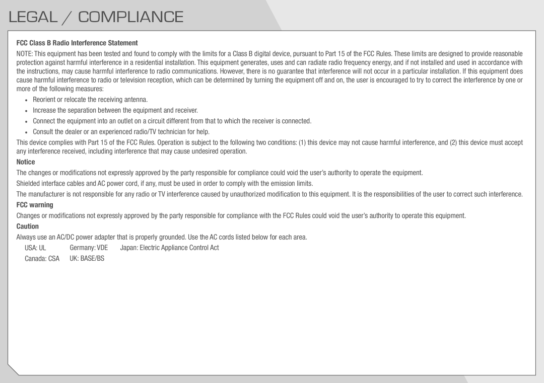 Vizio E3D320VX quick start Legal / Compliance, FCC warning 