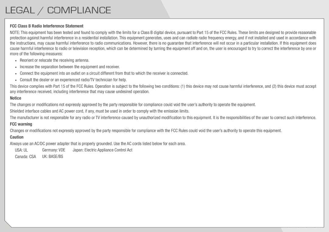 Vizio E3D420VX, E3D470VX manual Legal / Compliance, FCC warning 