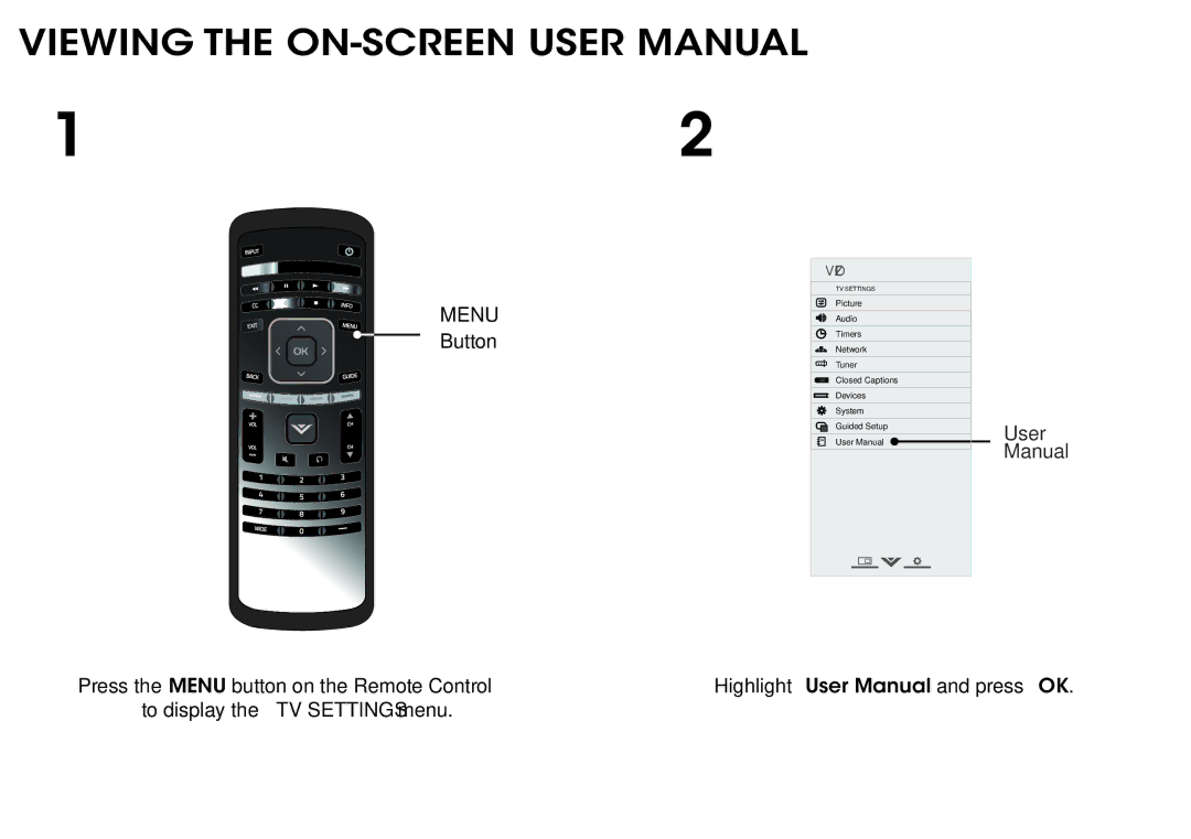 Vizio E400i-B2 quick start Button 