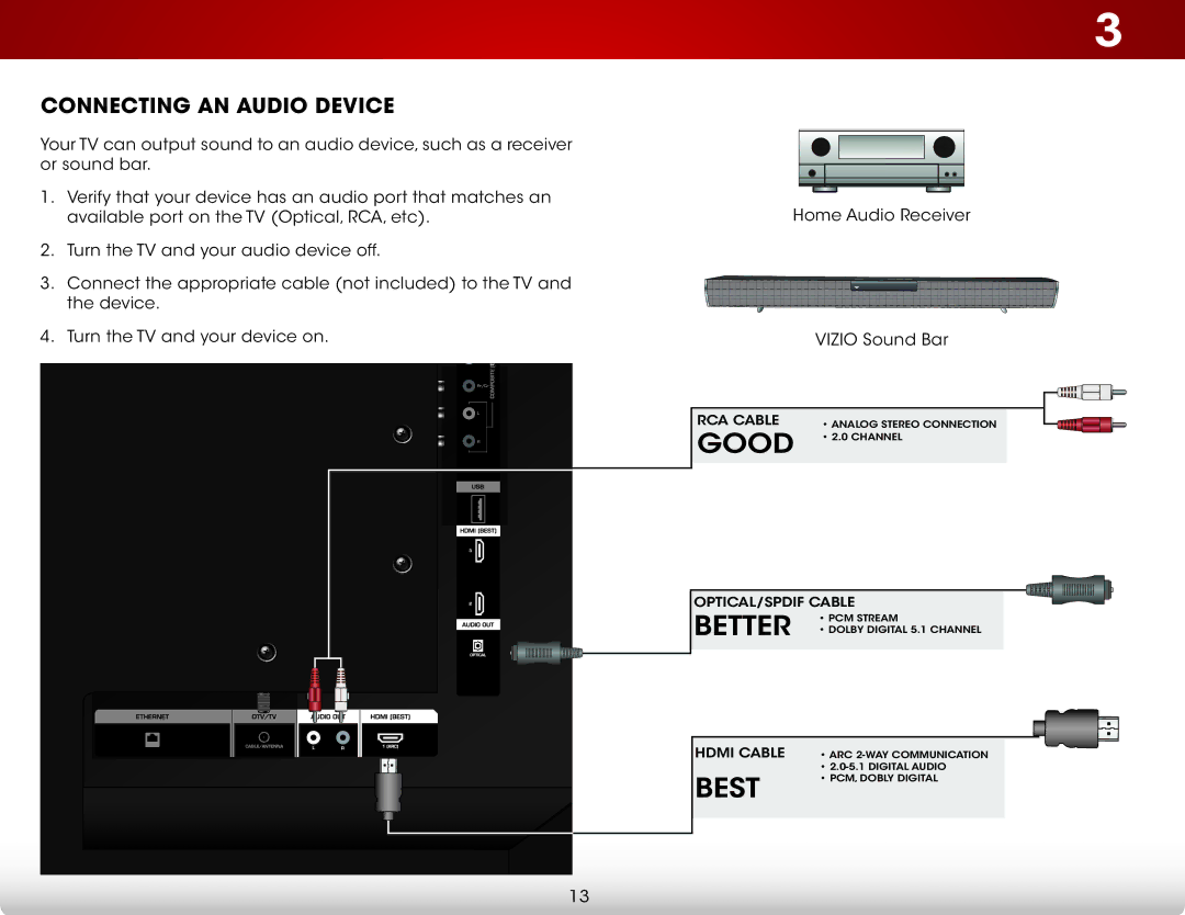 Vizio E401IA2 user manual Connecting an Audio Device 