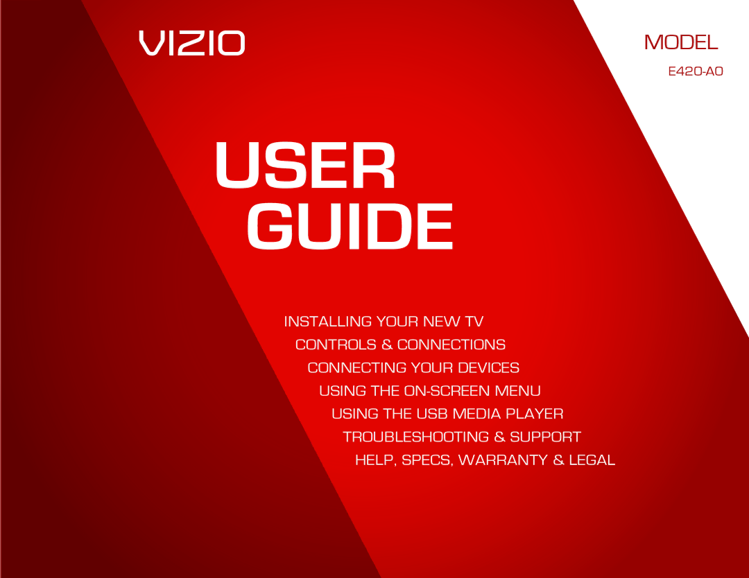 Vizio E420A0, E420-A0 manual User Guide 