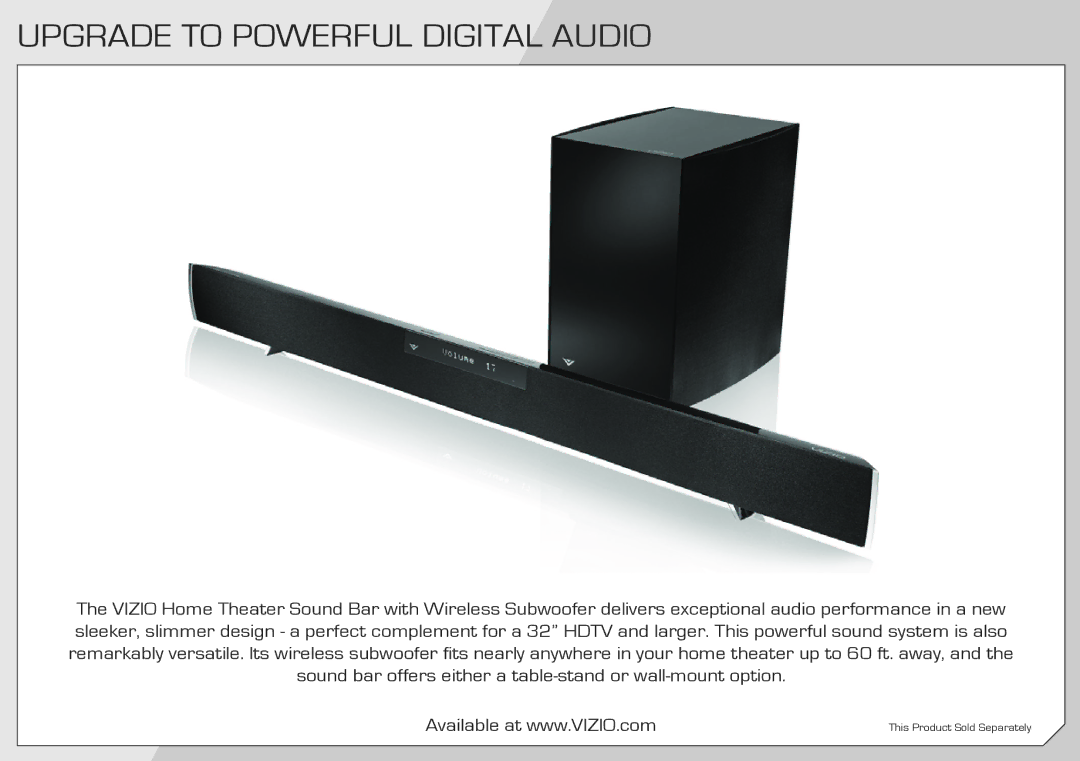 Vizio E420-A0 quick start Upgrade to Powerful Digital Audio 