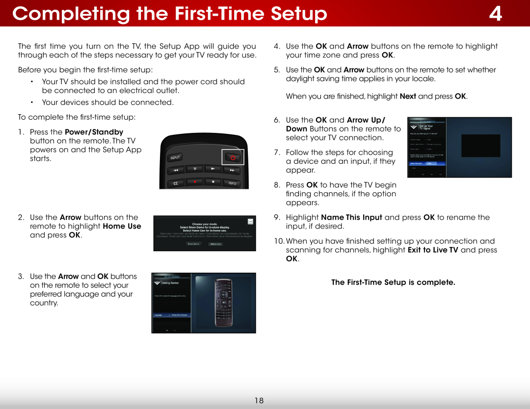 Vizio E420-B1 user manual Completing the First-Time Setup 