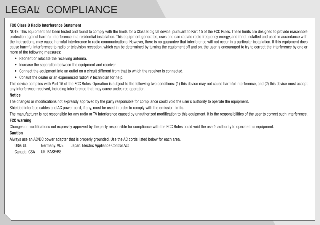 Vizio E420AR, E320AR quick start Legal / Compliance, FCC warning 