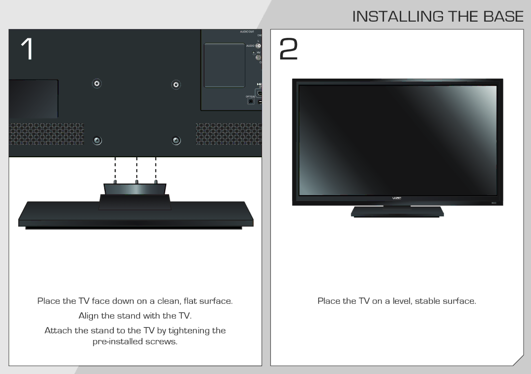 Vizio E320AR, E420AR quick start Installing the Base 