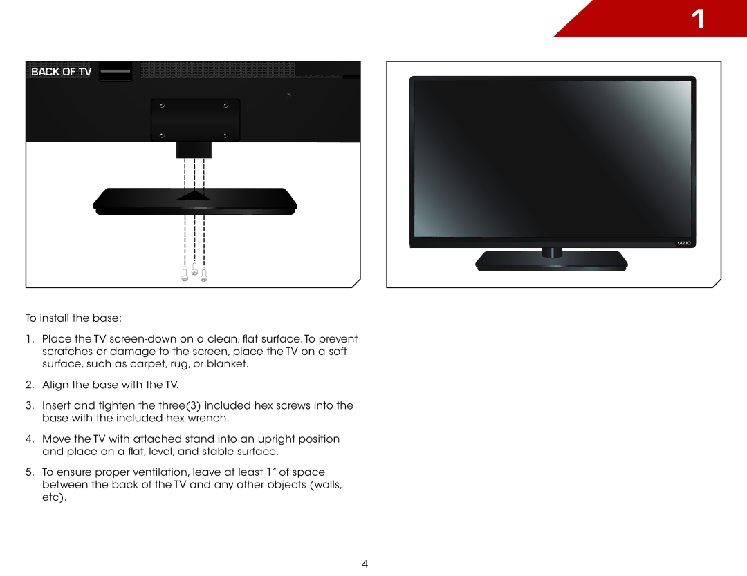 Vizio E420DA0 warranty Back of TV 