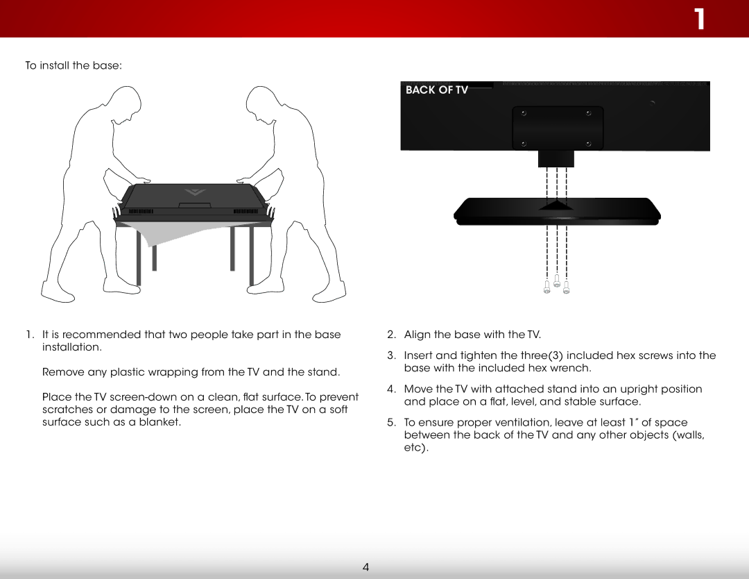 Vizio E420I-A0, E420IA0 user manual Back of TV 