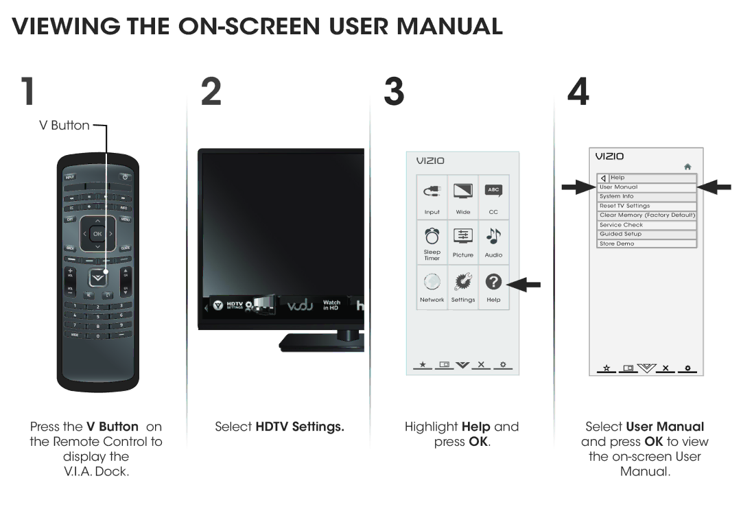 Vizio E420I-A0 quick start Highlight Help Press OK 